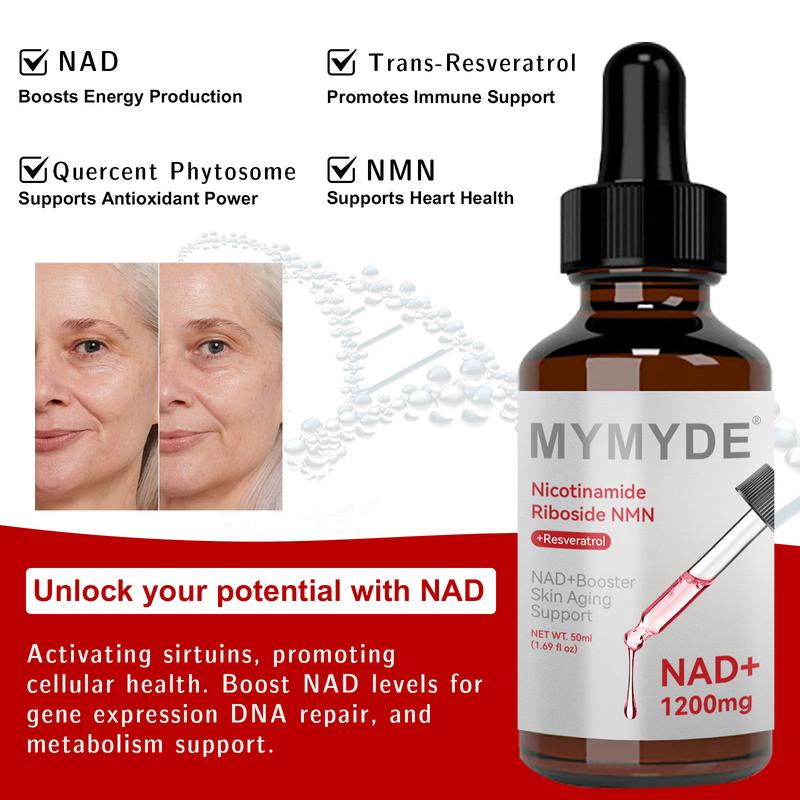 MYMYDE NR1200 - NAD+ Strawberry Flavor Blend Liquid 1.69 Fluid Ounces, Anti-Aging Supplement, Women'S Supplement, Concentration - 50 Mg - No Sugar Added - Vitamins, Dietary Consumer Goods Natural Foods Nutraceuticals Medical & Healthcare Edible Optimum