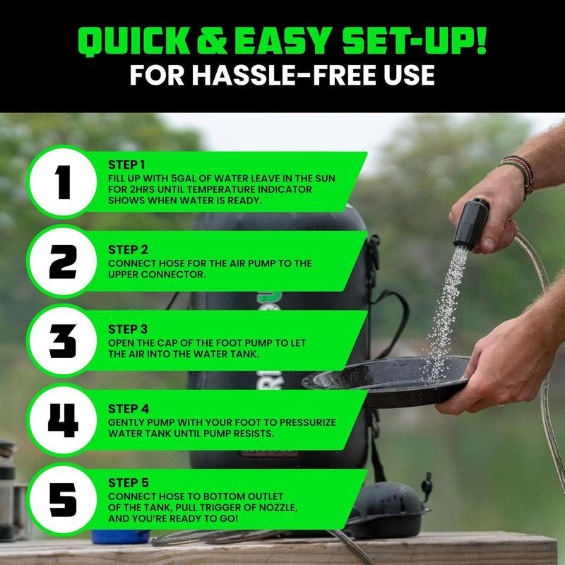 Rhino USA 5 Gal / 20L Portable Solar Camp Shower