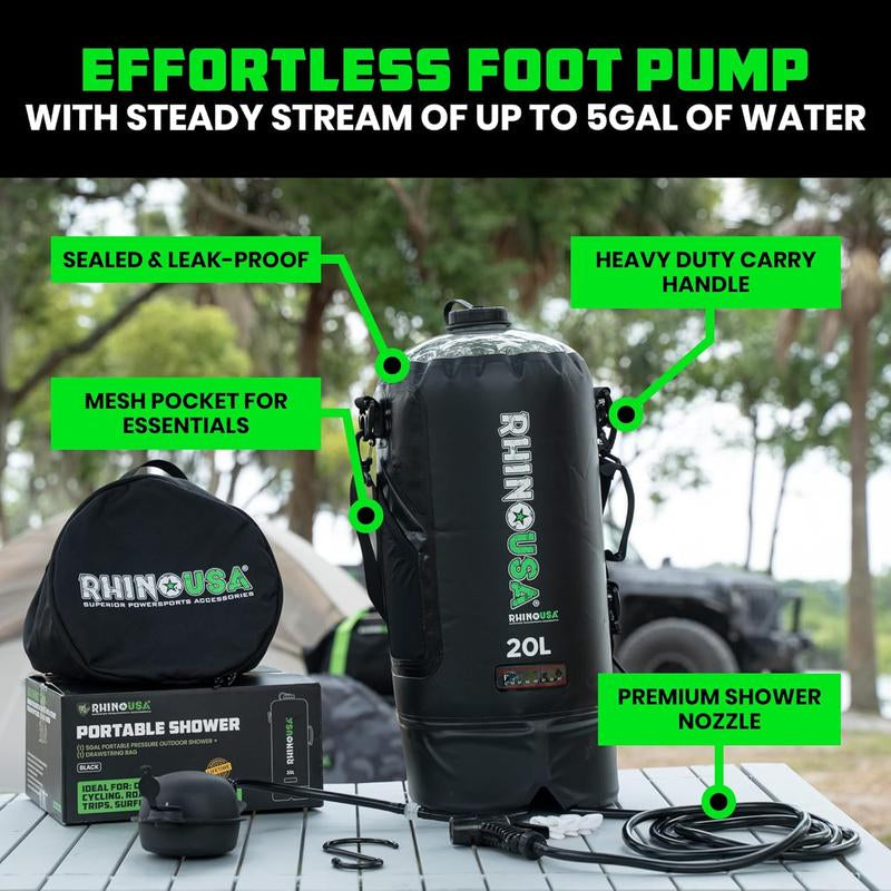 Rhino USA 5 Gal / 20L Portable Solar Camp Shower