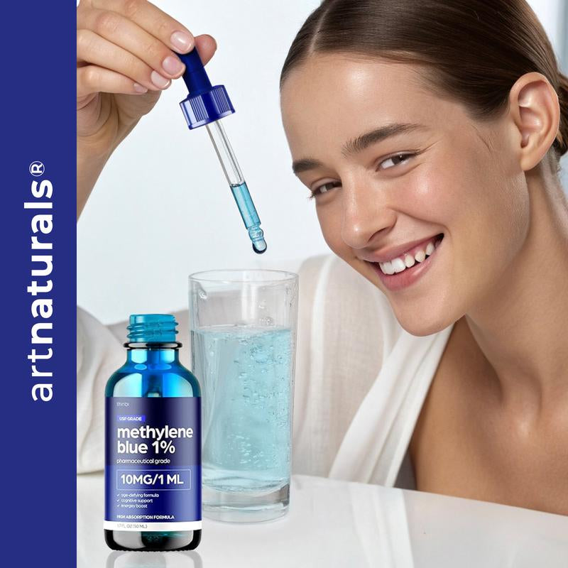 Thinbi Methylene Blue Advanced | Brain Boost, Mitochondrial Energy & Mood Support | 1% USP | 2 Month Supply | Laboratory-Tested, Balanced Electrolyte Base