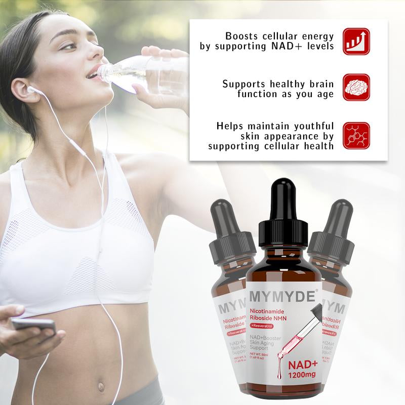MYMYDE NR1200 - NAD+ Strawberry Flavor Blend Liquid 1.69 Fluid Ounces, Anti-Aging Supplement, Women'S Supplement, Concentration - 50 Mg - No Sugar Added - Vitamins, Dietary Consumer Goods Natural Foods Nutraceuticals Medical & Healthcare Edible Optimum