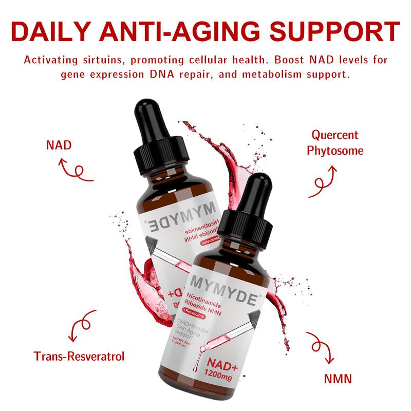 MYMYDE NR1200 - NAD+ Strawberry Flavor Blend Liquid 1.69 Fluid Ounces, Anti-Aging Supplement, Women'S Supplement, Concentration - 50 Mg - No Sugar Added - Vitamins, Dietary Consumer Goods Natural Foods Nutraceuticals Medical & Healthcare Edible Optimum