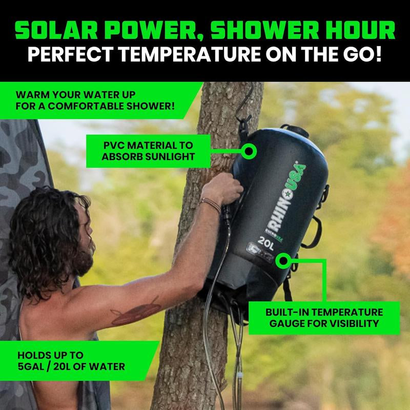 Rhino USA 5 Gal / 20L Portable Solar Camp Shower
