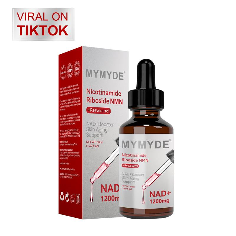 MYMYDE NR1200 - NAD+ Strawberry Flavor Blend Liquid 1.69 Fluid Ounces, Anti-Aging Supplement, Women'S Supplement, Concentration - 50 Mg - No Sugar Added - Vitamins, Dietary Consumer Goods Natural Foods Nutraceuticals Medical & Healthcare Edible Optimum