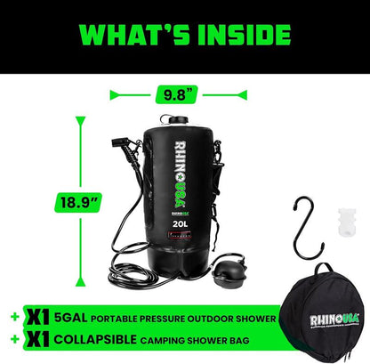 Rhino USA 5 Gal / 20L Portable Solar Camp Shower